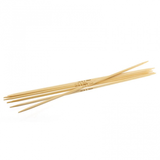 Bild von (UK13 2.25mm) Bambus Stricknadel mit Doppelte Öse Naturfarben 15cm lang, 1 Set ( 5 Stück/Set)