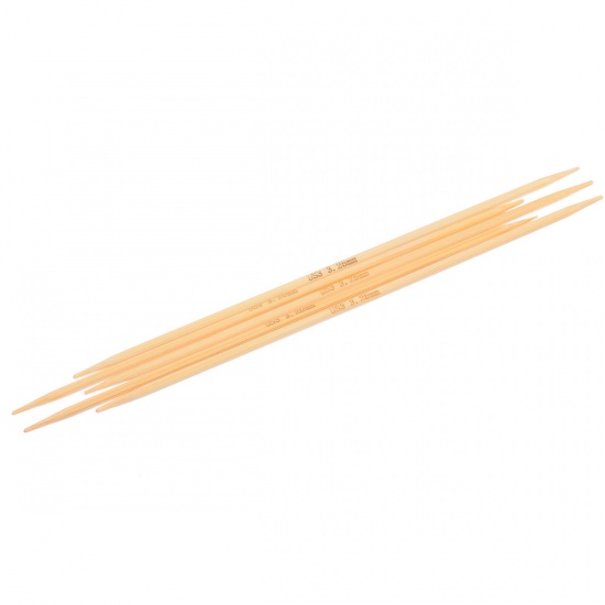 Bild von (US3 3.25mm) Bambus Stricknadel mit Doppelte Öse Naturfarben 16.5cm lang, 1 Set ( 5 Stück/Set)