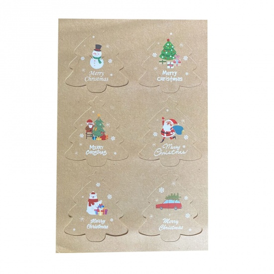 Immagine di Carta Sigilli Adesivi Etichette Multicolore Albero di Natale 11.7cm x 9cm, 1 Foglio