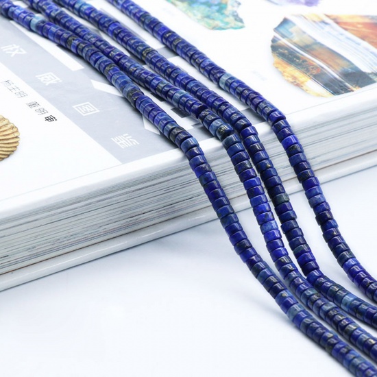 Picture of Lapis Lazuli ( Natural ) Loose Beads Abacus Deep Blue About 4mm x 2mm, 38cm(15") long, 1 Piece (Approx 155 PCs/Strand)