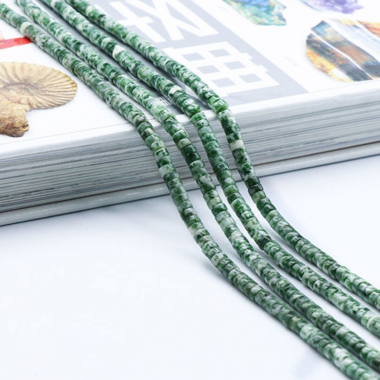 Picture of Stone ( Natural ) Loose Beads Abacus Green About 4mm x 2mm, 38cm(15") long, 1 Piece (Approx 155 PCs/Strand)
