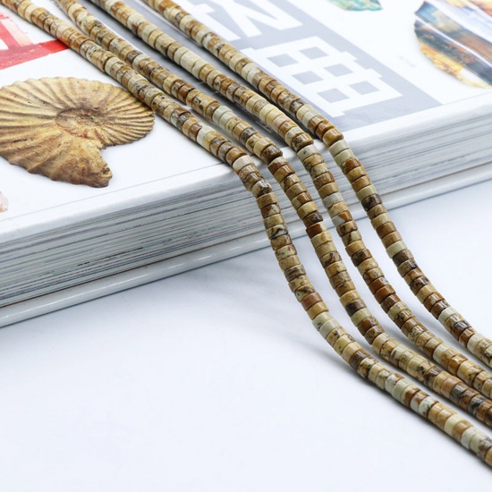 Immagine di Pietra ( Naturale ) Perline Giallo Abaco 4mm x 2mm, 38cm Lunghezza, 1 Pz (Circa 155 Pz/Treccia)