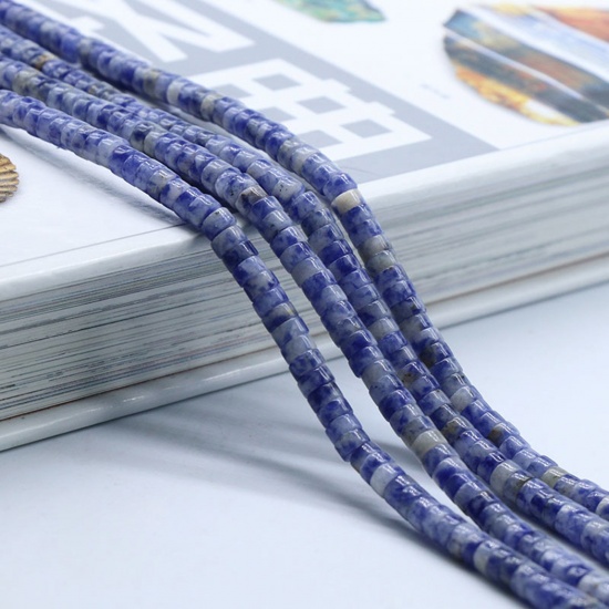 Immagine di Pietra ( Naturale ) Perline Blu Abaco 4mm x 2mm, 38cm Lunghezza, 1 Pz (Circa 155 Pz/Treccia)