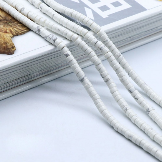 Picture of Howlite ( Synthetic ) Loose Beads Abacus White About 4mm x 2mm, 38cm(15") long, 1 Piece (Approx 155 PCs/Strand)