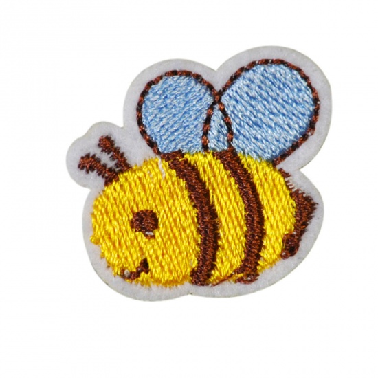 Picture of Polyester Insect Iron On Patches Appliques (With Glue Back) Craft Multicolor Bee Animal Embroidered 3cm x 2.6cm, 5 PCs