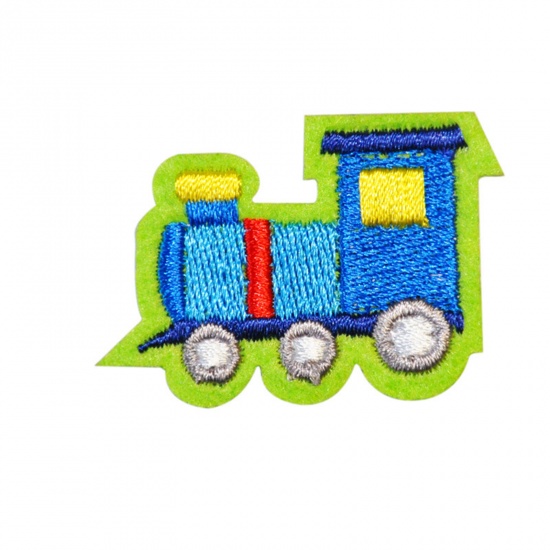 Picture of Polyester Transport Iron On Patches Appliques (With Glue Back) Craft Multicolor Car Embroidered 4.2cm x 2.9cm, 5 PCs