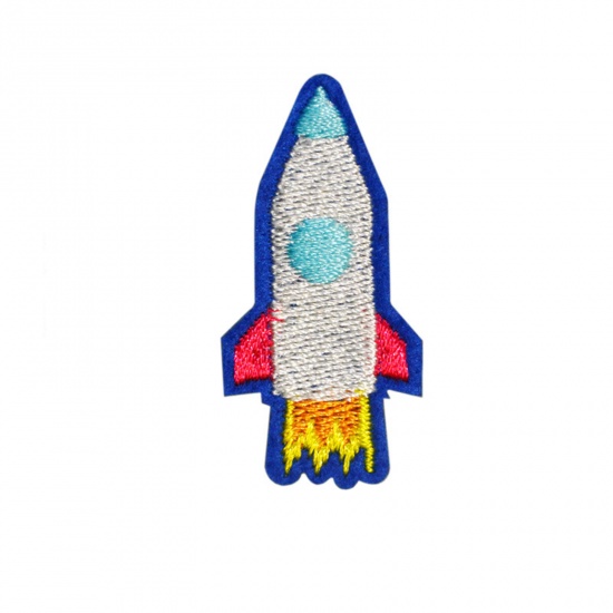 Picture of Polyester Galaxy Iron On Patches Appliques (With Glue Back) Craft Multicolor Rocket Embroidered 4.5cm x 2.2cm, 5 PCs