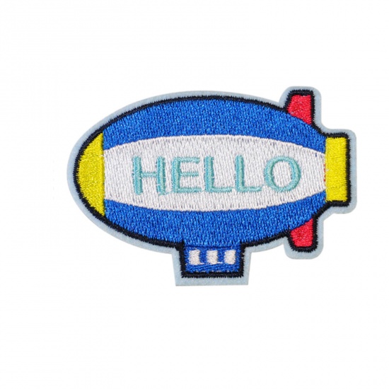 Picture of Polyester Galaxy Iron On Patches Appliques (With Glue Back) Craft Multicolor Spaceship Embroidered 7cm x 4.8cm, 5 PCs