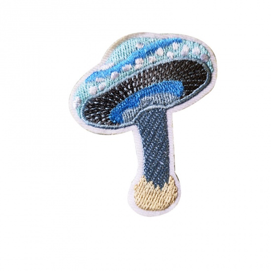Picture of Polyester Iron On Patches Appliques (With Glue Back) Craft Multicolor Mushroom Embroidered 6.3cm x 5.2cm, 5 PCs