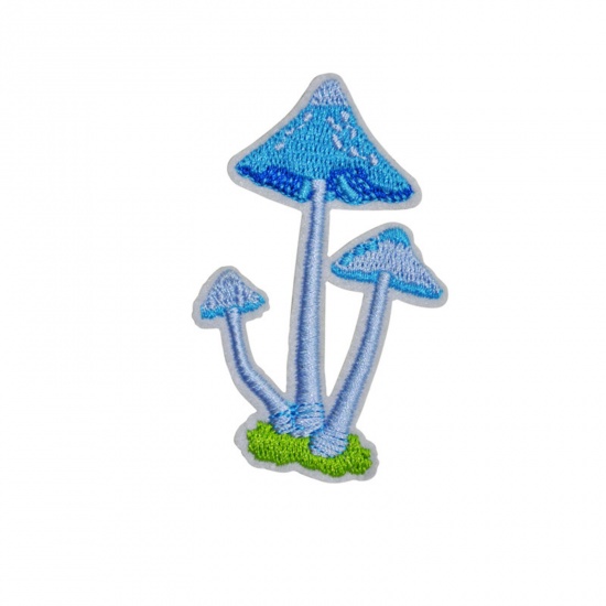 Picture of Polyester Iron On Patches Appliques (With Glue Back) Craft Multicolor Mushroom Embroidered 7cm x 4.5cm, 5 PCs