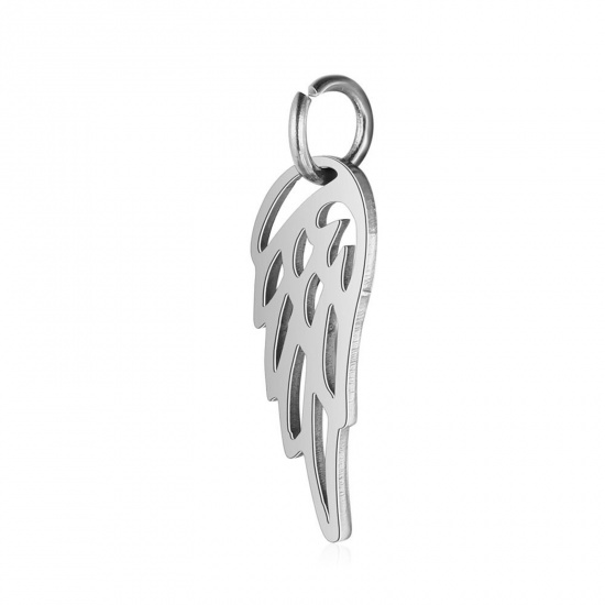 Picture of 304 Stainless Steel Charms Wing Silver Tone 20mm x 6mm, 1 Piece