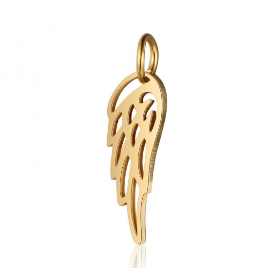 Picture of 304 Stainless Steel Charms Wing Gold Plated 20mm x 6mm, 1 Piece