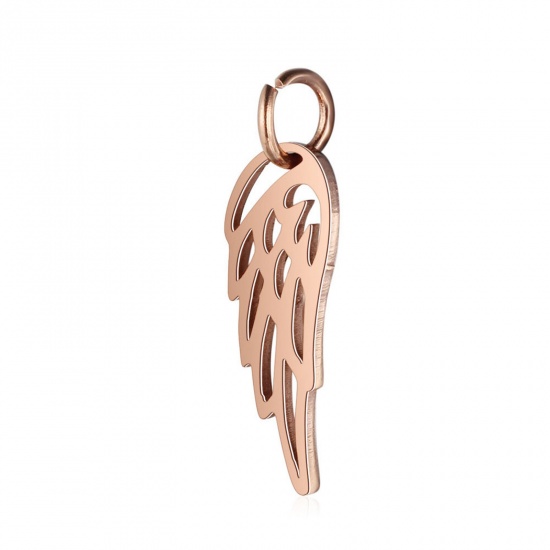 Picture of 304 Stainless Steel Charms Wing Rose Gold 20mm x 6mm, 1 Piece