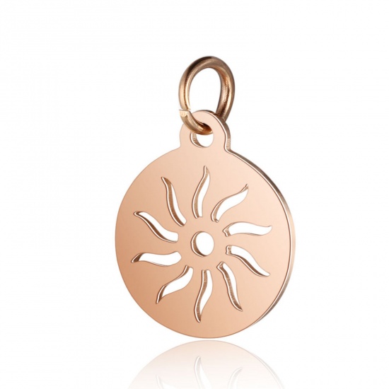 Bild von 304 Edelstahl Galaxis Charms Rund Rosegold Sonne 17mm x 12mm, 1 Stück