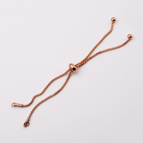 Picture of 304 Stainless Steel Box Chain Slider/Slide Extender Chain Rose Gold Adjustable 12cm(4 6/8") long, 1 Piece