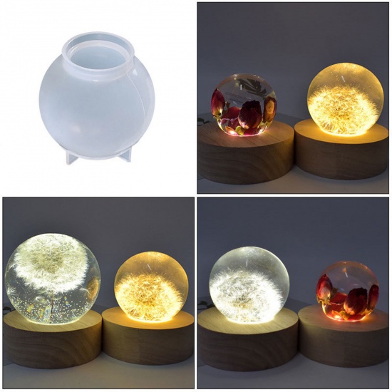 Immagine di Sphere Silicone Resin Mold For DIY Night Lamp White 8.5cm x 8.4cm, 1 Piece