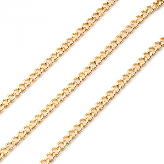 Picture of Copper Curb Link Chain Findings Real Gold Plated 5.5x4mm, 1 M