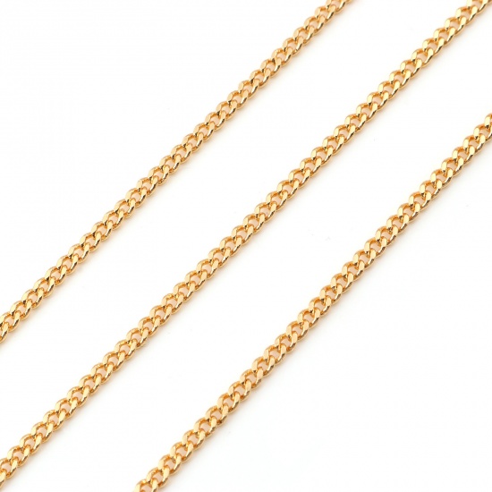 Picture of Copper Curb Link Chain Findings Real Gold Plated 3x2mm, 1 M