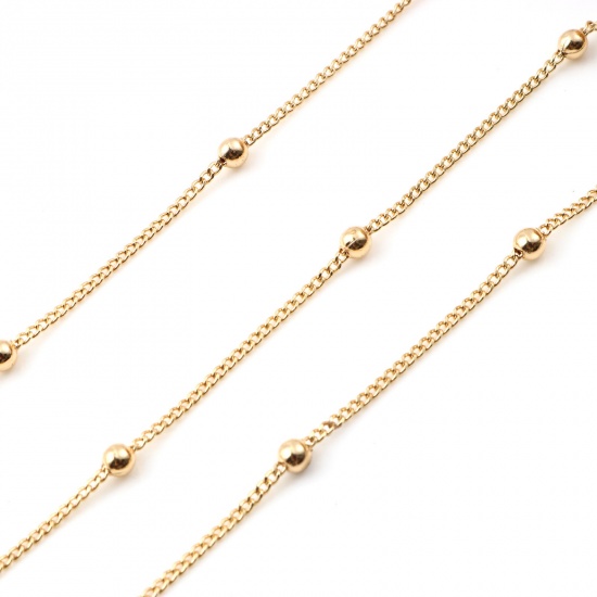 Picture of Copper Ball Chain Findings Real Gold Plated 2x1.5mm, 1 M