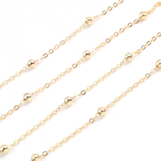 Picture of Copper & Iron Based Alloy Ball Link Chain Findings KC Gold Plated 2.4x2mm, 5 M