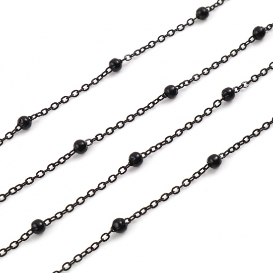 Picture of Copper & Iron Based Alloy Ball Link Chain Findings Black 2.4x2mm, 5 M