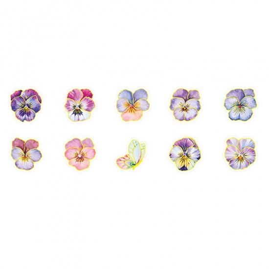 Immagine di PET Collezione Flora DIY Decorazione Di Scrapbook Adesivi Multicolore Fiore 4cm x 4cm, 1 Serie ( 30 Pz/Serie)