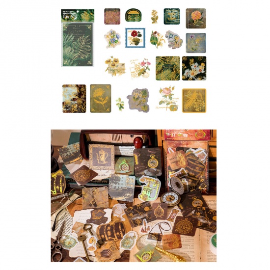 Immagine di Carta Giapponese Retrò DIY Decorazione Di Scrapbook Adesivi Multicolore Fiore 7x7cm - 4x4cm, 1 Serie ( 40 Pz/Serie)