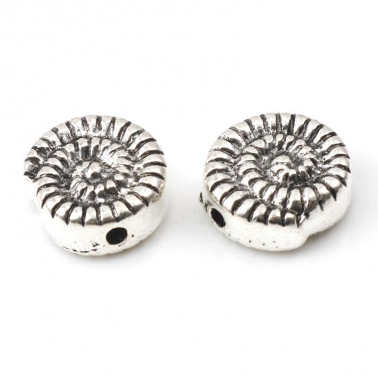 Picture of Zinc Based Alloy Spacer Beads Conch/ Sea Snail Antique Silver Color About 13mm x 12mm, Hole: Approx 1.5mm, 10 PCs