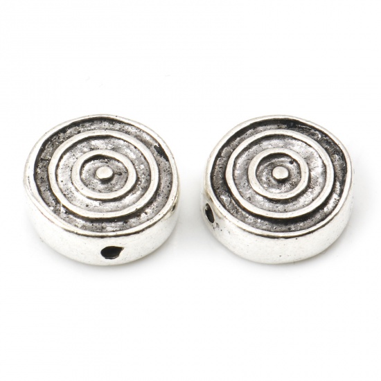 Picture of Zinc Based Alloy Spacer Beads Round Antique Silver Color Circle 13mm, Hole: Approx 1.4mm, 10 PCs