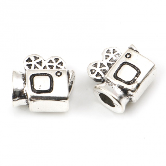 Picture of Zinc Based Alloy 3D Spacer Beads Projector Antique Silver Color About 13mm x 12mm, Hole: Approx 3.6mm, 10 PCs