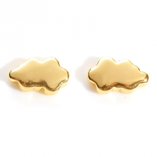 Picture of Copper Weather Collection Beads Real Gold Plated Cloud About 12.8mm x 7.9mm, Hole: Approx 1mm, 5 PCs