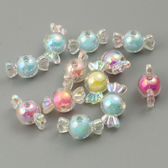 Bild von Acryl Perlen Süßigkeit Zufällig Mix AB Farbe Perlen in Perlen ca. 22mm x 12mm, Loch:ca. 2.6mm, 50 Stück