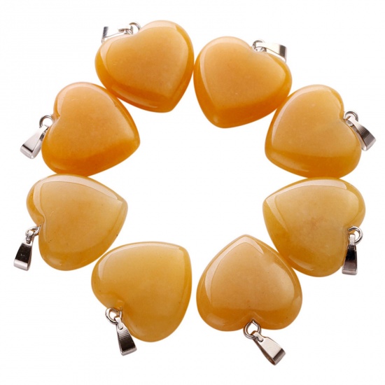 Picture of Topaz ( Natural ) Charms Silver Tone Yellow Heart 20mm x 20mm, 10 PCs