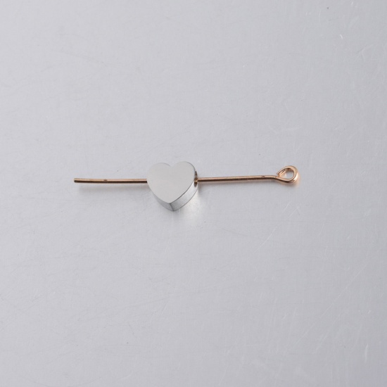 Bild von 304 Edelstahl Valentinstag Perlen Herz Silberfarbe Poliert 8mm x 7.4mm, Loch: ca. 1.5mm, 5 Stück