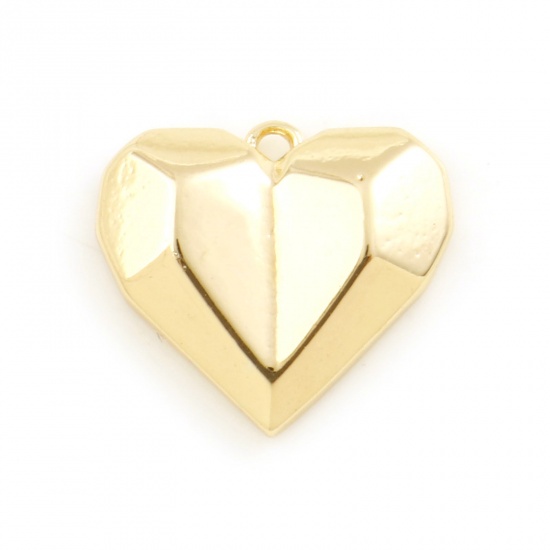 Immagine di Rame San Valentino Charms Cuore Oro riempito Sezione 13mm x 11mm, 2 Pz