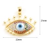 Picture of Copper Religious Charms Real Gold Plated Evil Eye Multicolour Cubic Zirconia 22mm x 21mm, 1 Piece
