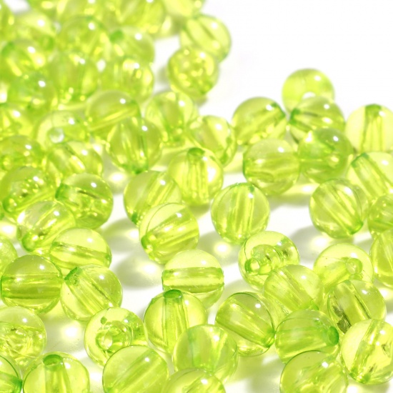 Picture of Acrylic Beads Round Fruit Green Transparent About 6mm Dia., Hole: Approx 1.4mm, 1000 PCs