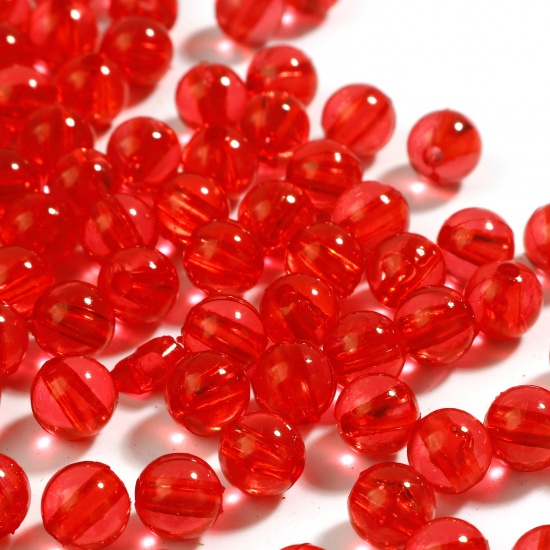 Picture of Acrylic Beads Round Red Transparent About 6mm Dia., Hole: Approx 1.4mm, 1000 PCs