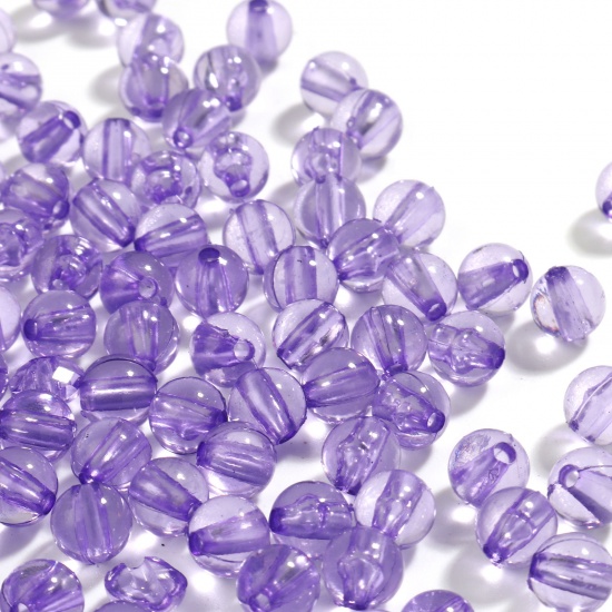 Picture of Acrylic Beads Round Purple Transparent About 6mm Dia., Hole: Approx 1.4mm, 1000 PCs
