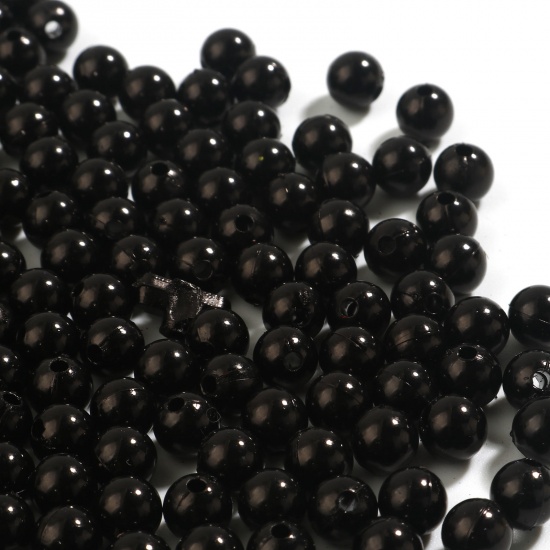 Picture of Acrylic Beads Round Black Transparent About 6mm Dia., Hole: Approx 1.4mm, 1000 PCs