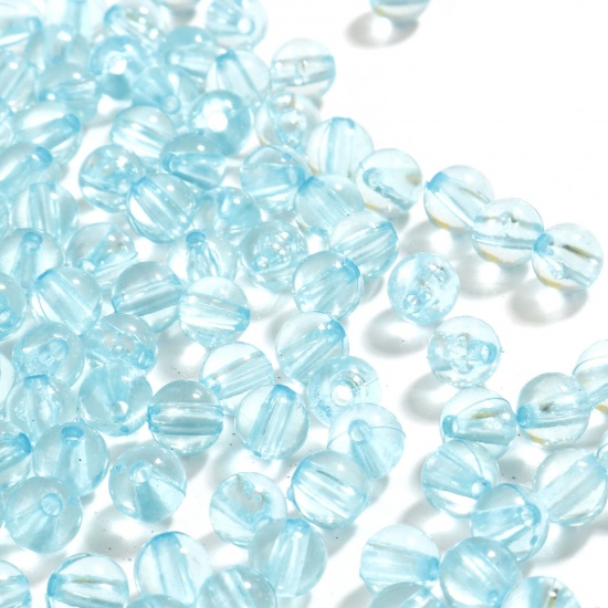 Picture of Acrylic Beads Round Light Blue Transparent About 6mm Dia., Hole: Approx 1.4mm, 1000 PCs