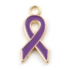 Picture of Zinc Based Alloy Charms Ribbon Gold Plated Purple Enamel 21mm x 10mm, 20 PCs