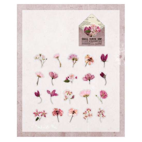 Immagine di Paper DIY Scrapbook Deco Stickers Mini Flowers Multicolor Herbs 10.3cm x 6.5cm, 1 Set ( 60 PCs/Set)