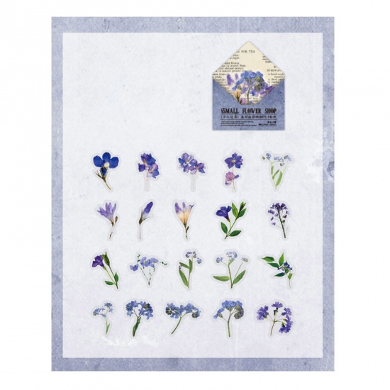 Immagine di Paper DIY Scrapbook Deco Stickers Mini Flowers Multicolor Herbs 10.3cm x 6.5cm, 1 Set ( 60 PCs/Set)
