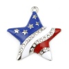 Picture of Zinc Based Alloy Sport Pendants Pentagram Star Gold Plated Flag Of The United States Clear Rhinestone 3.3cm x 3.2cm, 2 PCs