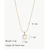 Immagine di 304 Stainless Steel & Shell Elegant Choker Necklace Gold Plated Quadrilateral 40cm(15 6/8") long, 1 Piece