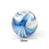 Picture of Acrylic Beads Round At Random Color Pearlized Stripe Pattern About 10mm Dia., Hole: Approx 2.1mm, 100 PCs
