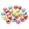 Picture of Acrylic Beads Round At Random Color Pearlized Stripe Pattern About 10mm Dia., Hole: Approx 2.1mm, 100 PCs