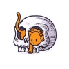 Picture of Fabric Iron On Patches Appliques (With Glue Back) Craft White Skeleton Skull Cat 6.3cm x 5.5cm, 5 PCs