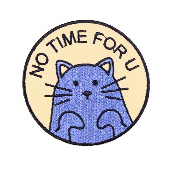 Picture of Fabric Iron On Patches Appliques (With Glue Back) Craft Yellow Cat 7.5cm x 7.5cm, 5 PCs